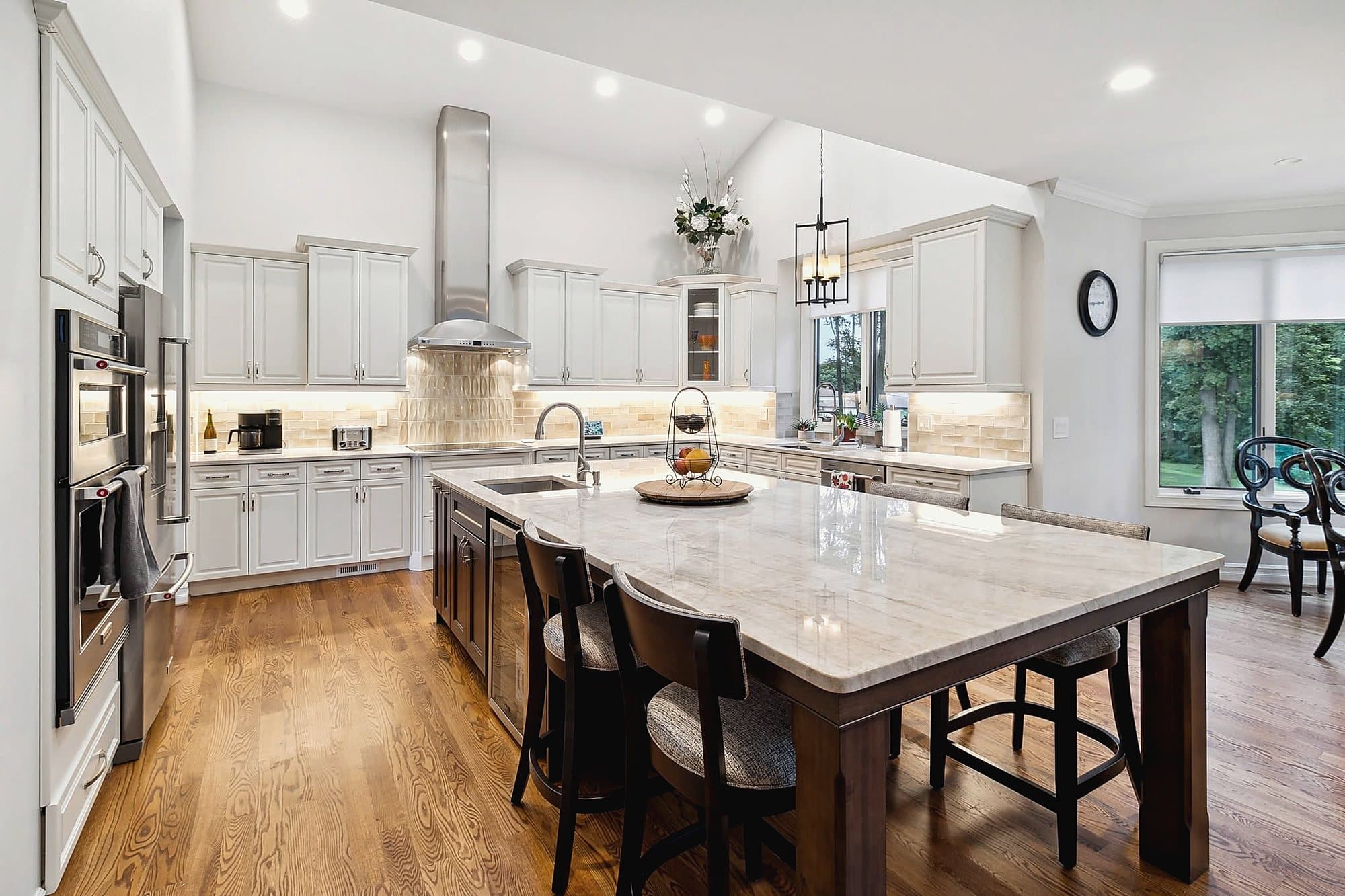 Newly built kitchen with large island