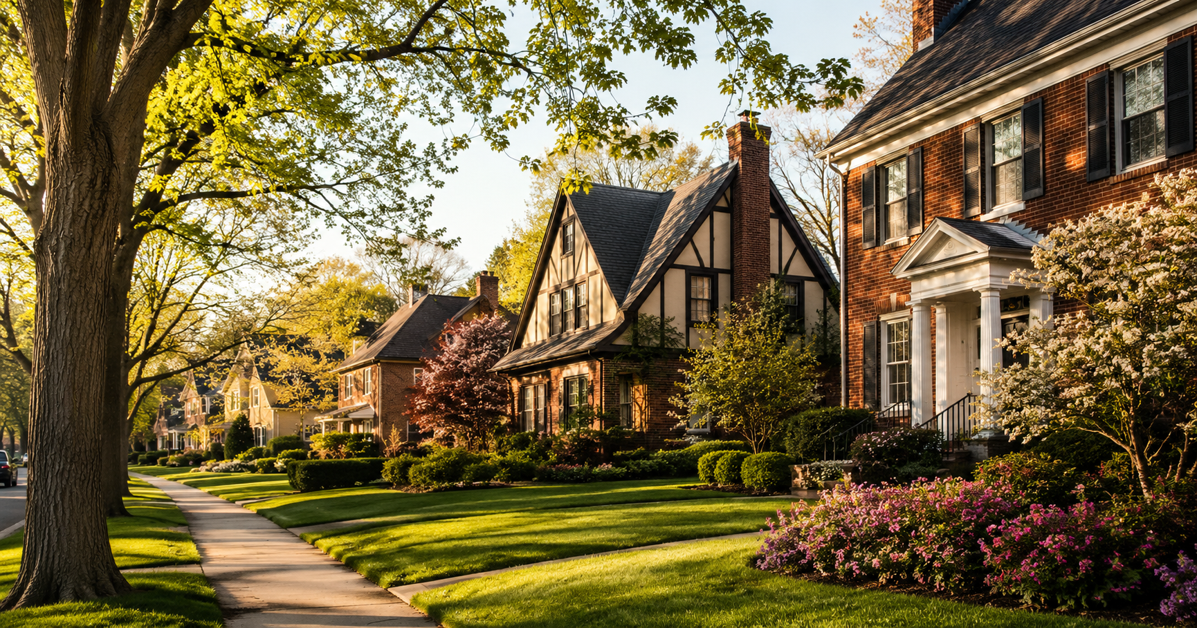Suburban Southeast Michigan homes on a quiet residential street